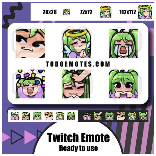 Chica gamer pelo verde emotes para twitch